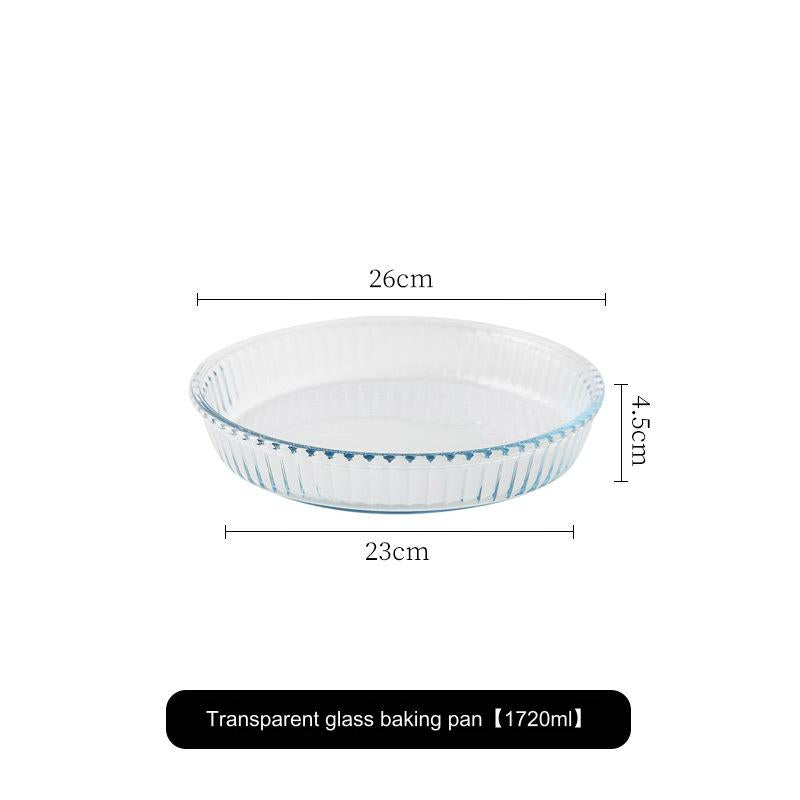 Tempered Glass Baking and Roasting Dish - Circular Ovenware for Home Use, Round Baking Bowl, Microwave-Safe Dish.