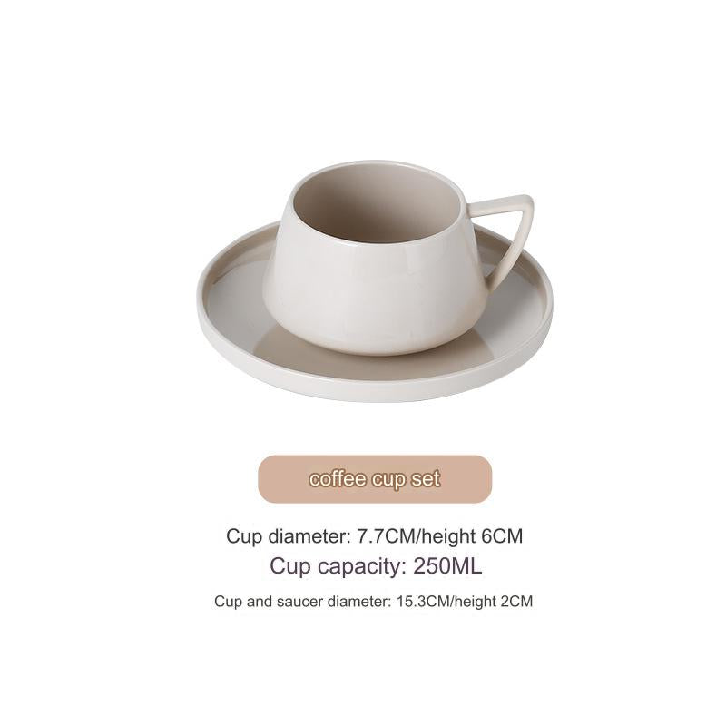 Ceramic Coffee Cup Set - INS Style for Home and Office, Perfect for Afternoon Tea, Simple Coffee Cup and Saucer Set