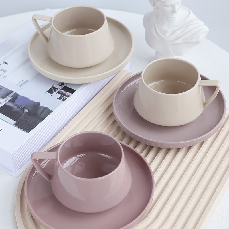 Ceramic Coffee Cup Set - INS Style for Home and Office, Perfect for Afternoon Tea, Simple Coffee Cup and Saucer Set