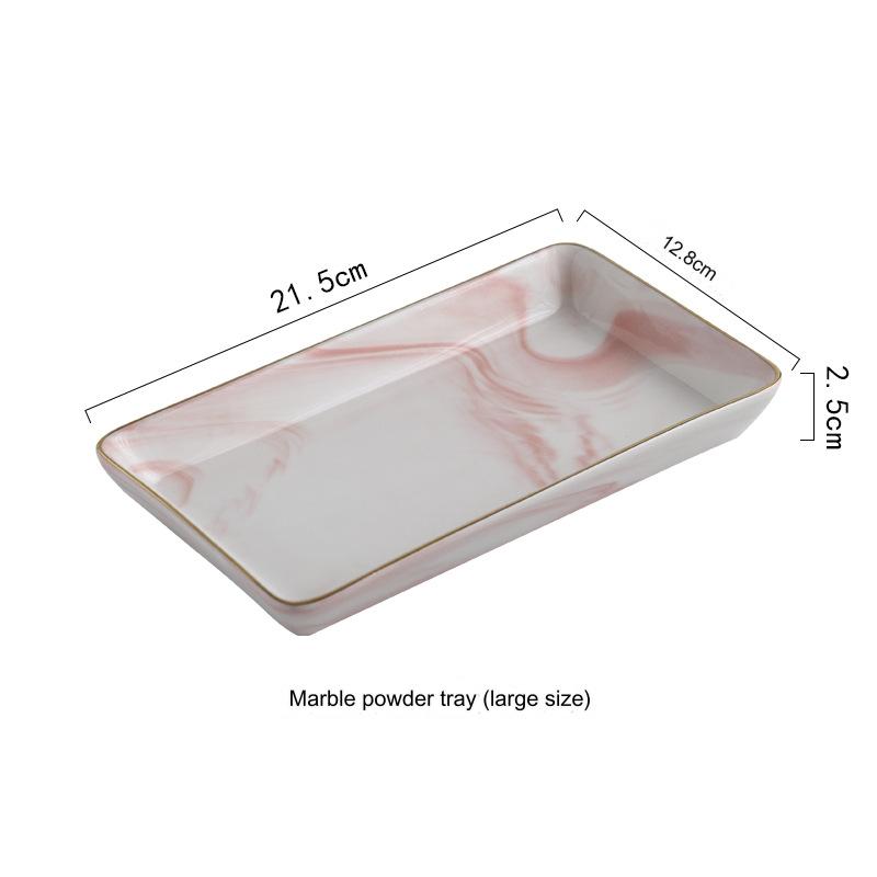 Nordic Marble Pattern Tray, Creative Home Washroom Accessories, Mouthwash Cup, Soap Dish, Jewelry Storage Ceramic Plate.