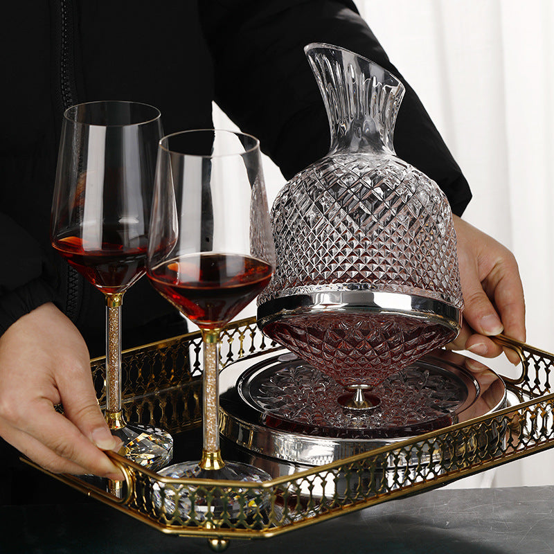 Wine Decanter with Quick Crystal Glass Swirl, Home-use Gyroscopic Wine Aerator, No-Spill Wine Decanter for Red Wine, Fast Delivery.