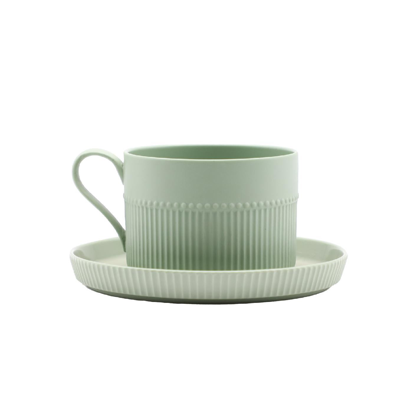 European-style Solid Color Ceramic Coffee Cup and Saucer Set -  Mark Cup for Home, Office, Afternoon Tea, and Drinking Water.