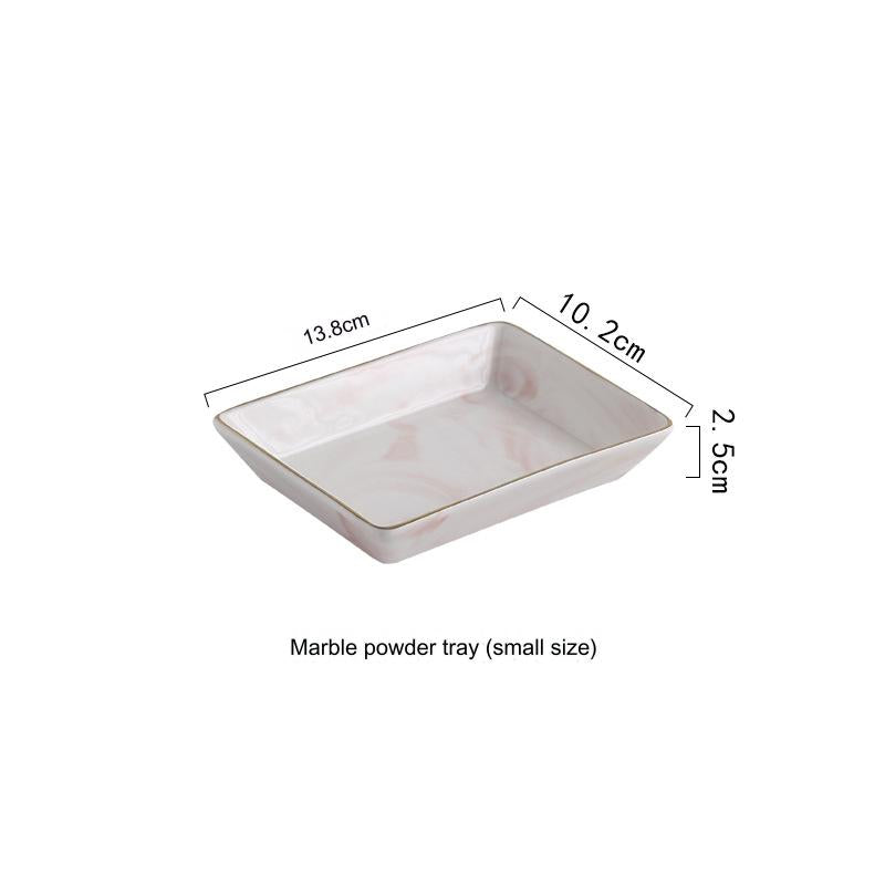 Nordic Marble Pattern Tray, Creative Home Washroom Accessories, Mouthwash Cup, Soap Dish, Jewelry Storage Ceramic Plate.