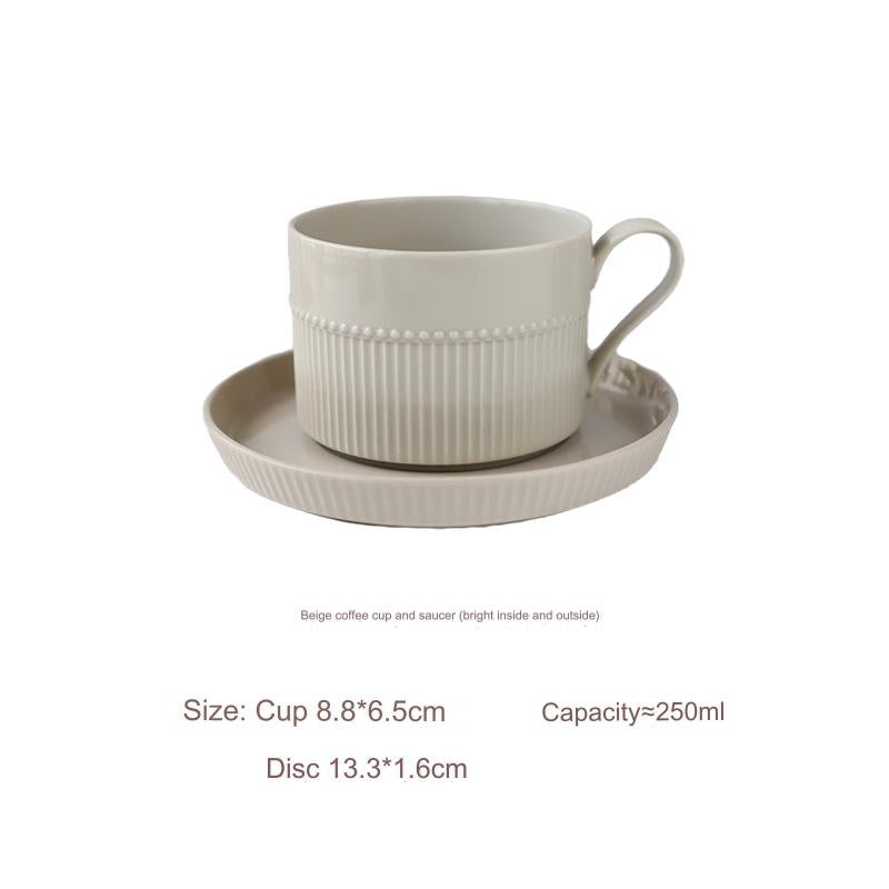 European-style Solid Color Ceramic Coffee Cup and Saucer Set -  Mark Cup for Home, Office, Afternoon Tea, and Drinking Water.