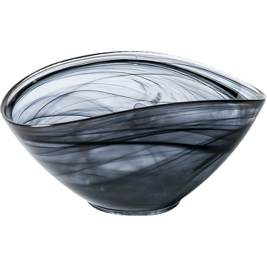 ARDACAM Lead-Free Salad Bowl Japanese Handmade Creative Ink Glass Plate Decorative Dining Fruit Bowl Food Bowl