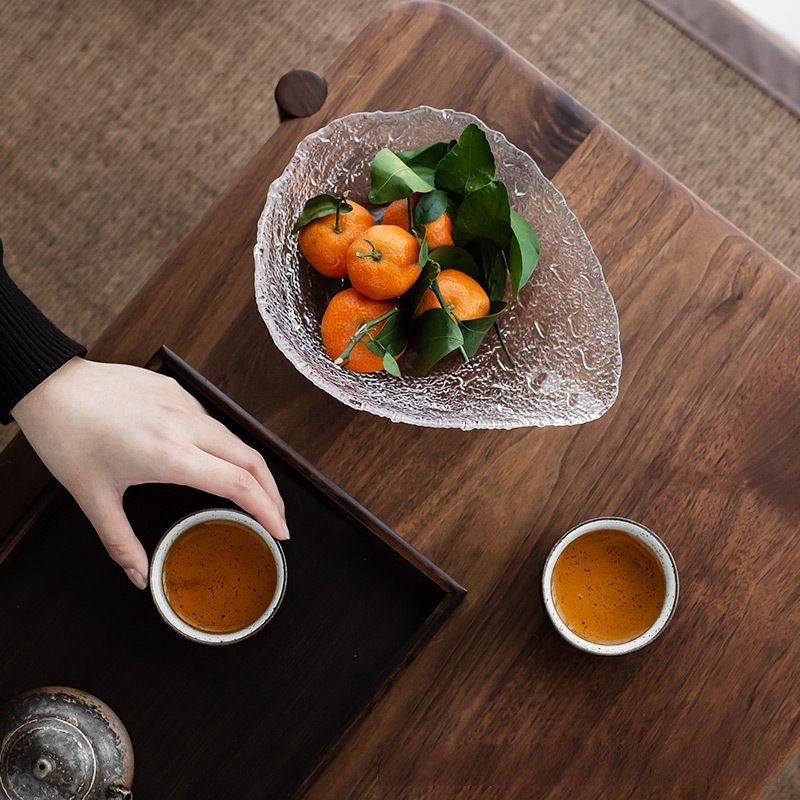 Glass Tea Washing Basin - Large-sized Water Basin for Household Tea Utensils, Japanese-style Tea Accessories, Building Water Washing Cup and Bowl, Living Room Creative Fruit Tray.