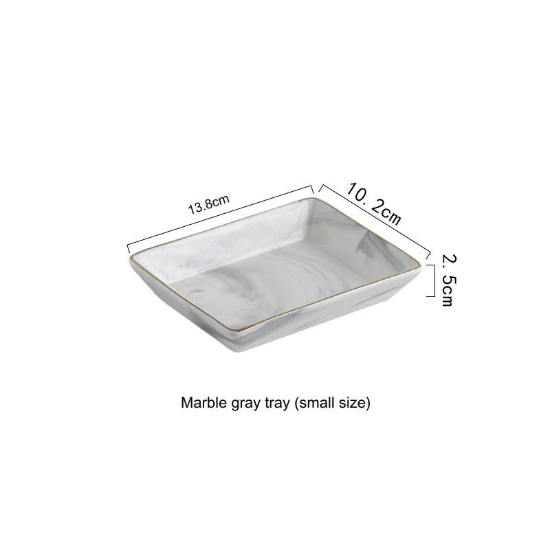 Nordic Marble Pattern Tray, Creative Home Washroom Accessories, Mouthwash Cup, Soap Dish, Jewelry Storage Ceramic Plate.