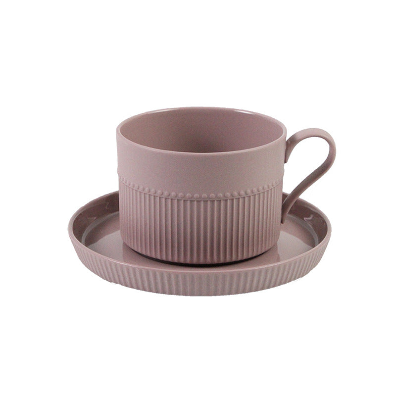 European-style Solid Color Ceramic Coffee Cup and Saucer Set -  Mark Cup for Home, Office, Afternoon Tea, and Drinking Water.