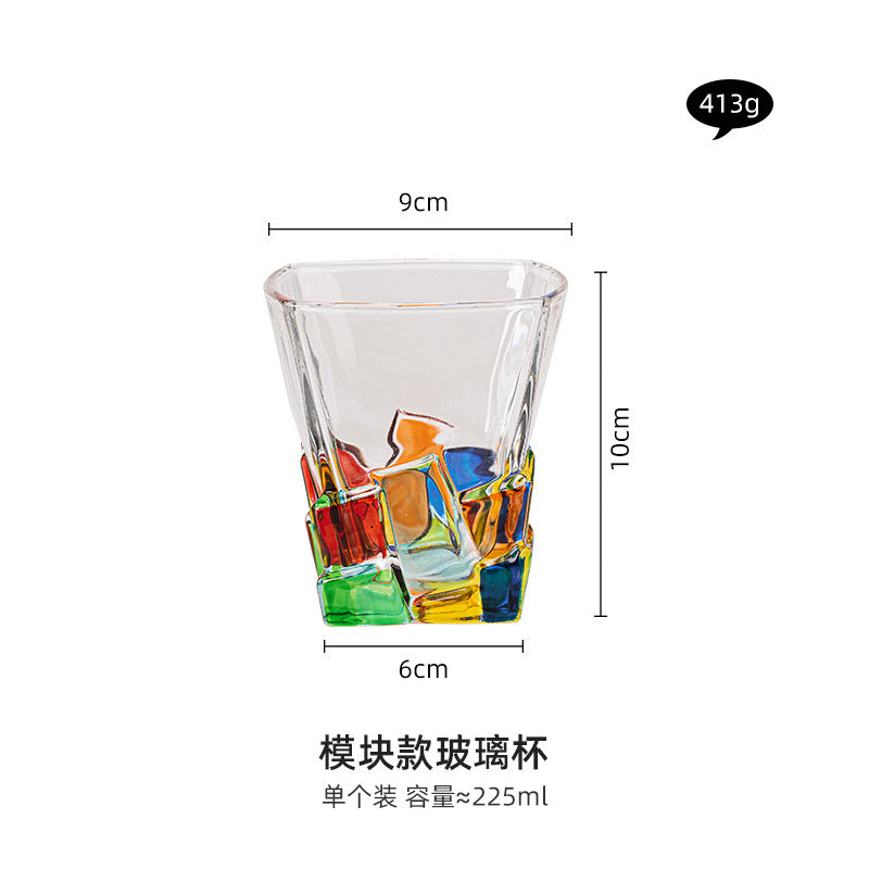 New High-Aesthetic Crystal Glass Cups - INS-Style Colorful Woven Drinking Cups, Popular Among Girls, Ideal for Whiskey and Cocktails.