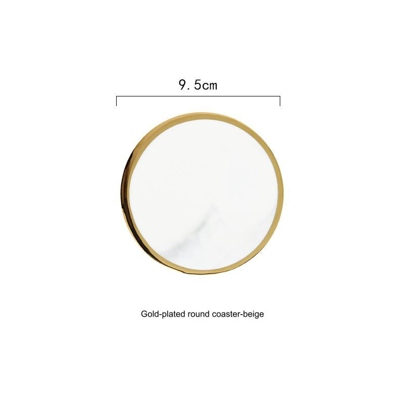 Scandinavian-Inspired Marble Pattern Coasters Creative Ceramic Coasters Electroplated Marble Coasters with Cork Base Tea Trivet